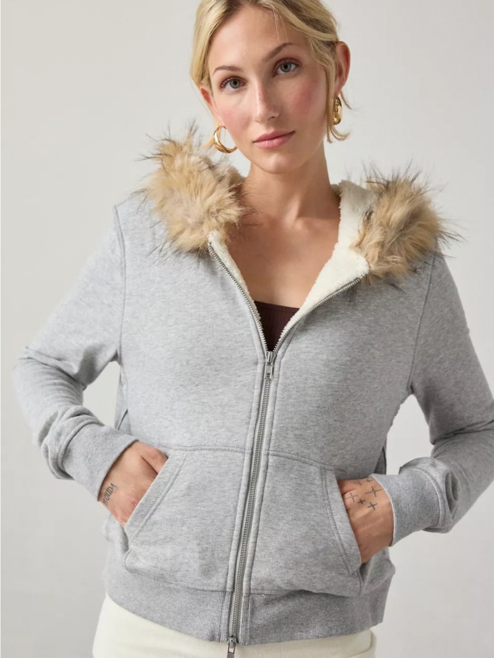 Urban Outfitters Faux Fur Full-zip Hoodie